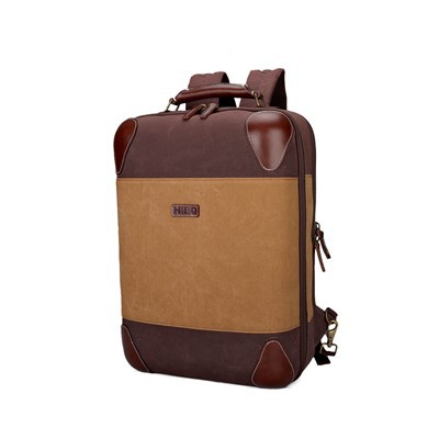 OEM Canvas And Leather Trim Backpack Durable Bag For Sports Travel Gym suppliers